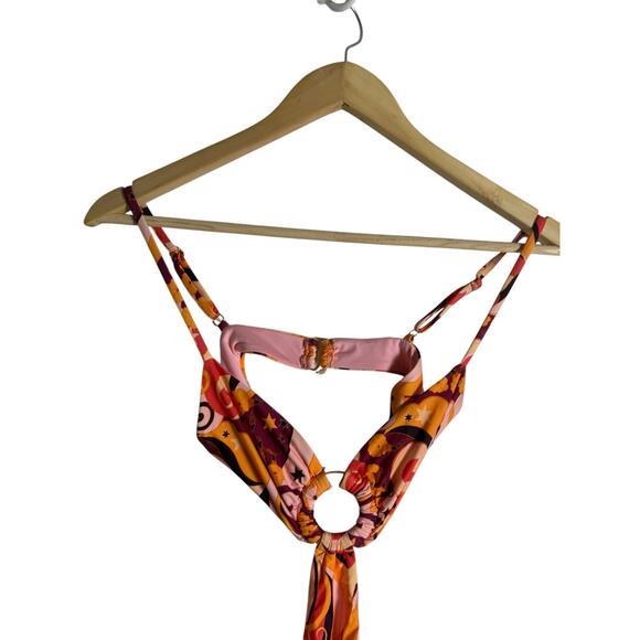 Beach Riot Kirsten 70s Geo Print Cut Out O-Ring One Piece Swimsuit Size Small - Picture 3 of 8